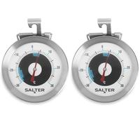 Salter Thermomètre Analogique pour Réfrigérateur et Congélateur - Capteur Bimétallique Précis, Plage de Température de -30 °C à +30 °C, Avec Crochet de Suspension, Acier Inoxydable (Lot de 2)
