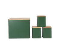 Salter Toronto Ensemble de Comptoir 4 pièces - Boîte à Pain, Boîtes à Thé, Sucre, Café, Finition Revêtue par Poudre, Couvercles en Bois d'Acacia, Bocaux de Rangement Élégants, Vert/Bois