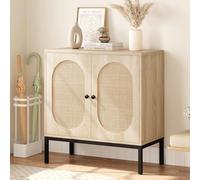 Salutmeuble Buffet en Rotin, Armoire de Cuisine, 2 Niveaux 2 Portes, Buffet Moderne avec étagères Réglables, 80x40x83 cm, pour Le Salon, la Cuisine, Le Couloir