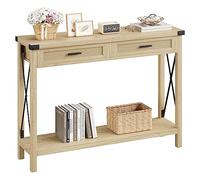 Salutmeuble Table Console avec Tiroirs, Table d'entrée en Bois avec Coins de Protection en Métal, Design en Forme de X, Console Meuble pour Salon, Le Couloir, 110X 30x78cm
