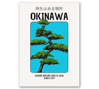 SALVADERO Affiche Okinawa - Poster Art Japonais Bonsaï & Kanji | Art Mural 250g/m² Mat Sans cadre (Okinawa, 50L x 40l cm)