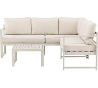 Salvador1 canapé d'angle, 1 table basse beige.