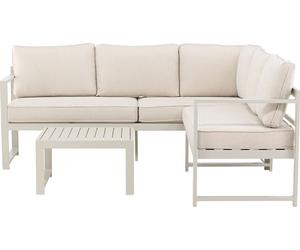 Salvador1 canapé d'angle, 1 table basse beige.