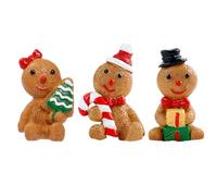 Salyeeluly Figurines de Bonhomme en Pain d'Épice 3 Pièces,Figurine de Table de Noël - Sculpture de Décoration Artistique en Résine pour Étagère et Table Maison Festive Intérieur Présentation