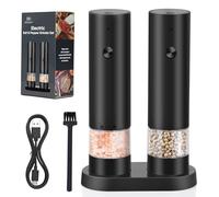 Salz und Pfeffermühlen Moulin à poivre électrique avec stand de stockage | Moulins à poivre rechargeables USB, moulin à épices à batterie avec base, grosseur réglable, récipient rinçable piquenique