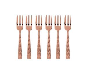 Sambonet Cortina Set 6 fourchettes à gâteau en acier inoxydable/PVD cuivre