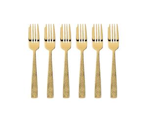 Sambonet Siena Set de 6 fourchettes à gâteau en acier inoxydable/PVD or