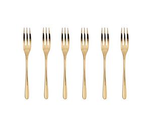 Sambonet - Taste Lot de 6 fourchettes Dolce en acier inoxydable, fourchettes à dessert, finition PVD, passent au lave-vaisselle, doré