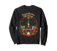 Samhain Blessings Sorcière païenne Wicca Wiccan Roue de l'année Sweatshirt