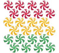 SamHeng 24 Pièce Décor de Bonbons de Noël, 1.3 Pouce Sucette Ornements Suspendus pour Noël Arbres Couronnes, DIY Moulin à Vent Candy Décoration de Pendentif pour Festival Vacance Fête (3 Coloris)