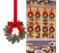 SamLng 8 Mini couronnes de Noël décoratives pour la Cuisine, avec nœud Rouge et Pommes de pin