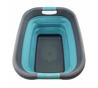 SAMMART 25L Panier à Linge Pliable/Cube-Conteneur de Stockage Pliable/Organisateur-Poubelle de Lavage Portable-Panier d'Économie d'Espace (Gris/Bleu Cristal)