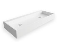 SAMOA II - Vasque rectangulaire à poser - Design Elégant et Raffiné - Solide et Robuste - Entretien Facile - Blanc - 42 x 120 x 13 cm