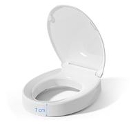 SAMODRA Abattant WC surélevé à fermeture douce de 7 cm, ovale, libération rapide pour une installation et un nettoyage faciles - Siège de toilette surélevé pour personnes âgées, handicapées et