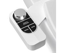 SAMODRA Bidet Toilette non électrique Bidet Japonaise WC double Buse auto-Nettoyante (Lavage Frontal et Arrière) Bidet à eau Douce Fixation du Siège de Toilette avec Pression d'eau Réglable In (Noir)