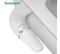 SAMODRA Fixation de bidet ultra mince pour siège de toilette - Double buse, pression d'eau réglable, pulvérisateur de cul non électrique 3-8 FR ES NL Europe