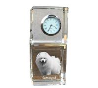 Samoyède - horloge en cristal avec photo, photo de chien dans le cristal, horloge de table personnalisée de la marque Art-Dog