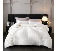 SAMPUR - Couette Coton Club | Reversible : Velours cotelé et Tissu Soyeux | Chaleur et Douceur | Idéale en Plaid (Blanche, 140x200 cm)