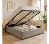 SAMPUR - Lit Coffre XXL Colisée Velours Gris | Espace de Stockage XXL jusqu'à 900 L | Robuste et Large Angle d’Ouverture (140x190 cm sans tête de lit)