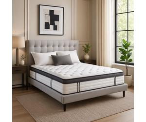 SAMPUR Matelas Grand View : Mémoire de Forme, Latex & Ressorts ensachés | Confort Haut de Gamme | 26 cm d'épaisseur (160 x 200 cm)