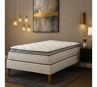 SAMPUR Pack Matelas César + Sommier Tapissier | Matelas avec Surmatelas Intégré | Mémoire de Forme et Mousse Haute Résilience | Sommier Confort Lattes Larges (160x200 cm)