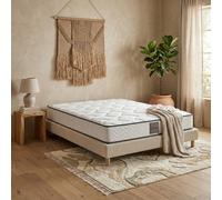 SAMPUR Pack Matelas Cosmos + Lit Bouclette Sable | Matelas à Mémoire de Forme et Ressorts ensachés | Sommier Confort (140x190 cm)