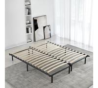 SAMPUR - Sommier Extensible Noir à Lattes 90 x 200 à 180 x 200 cm | 25cm de Hauteur | Design Confort 2 x 15 Lattes Actives | 10 Pieds Inclus