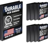 Samsill 3 Bague durable View Binders - Lot de 8, 1/5,1 cm Round Ring, antiadhésif personnalisables clair Coque, Noir