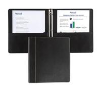 Samsill Classeur à 3 anneaux de 2,5 cm en cuir noir avec coutures contrastées, 21,6 x 27,9 cm, organiseur, planificateur, journal