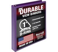 Samsill Classeur durable à 3 anneaux fabriqué aux États-Unis, classeur à anneaux en D de 2,5 cm, peut contenir 225 feuilles, couverture transparente personnalisable, prune