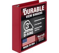 Samsill Classeur durable à 3 anneaux fabriqué aux États-Unis, classeur à anneaux en D de 7,6 cm, peut contenir 225 feuilles, couverture transparente personnalisable, rouge
