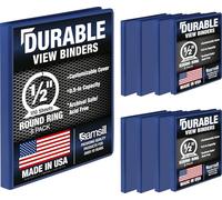 Samsill Classeur durable de 1,27 cm/Classeur rond bleu/Classeur personnalisable/Lot de 8 classeurs en vrac/Classeur bleu à 3 anneaux/Classeur de 1,2 cm