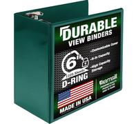 Samsill Classeur durable de 15,2 cm, fabriqué aux États-Unis, classeur à anneaux en D personnalisable, vert, peut contenir 1225 pages