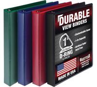Samsill Classeur durable de 2,5 cm, fabriqué aux États-Unis, classeur à anneaux en D, couverture transparente personnalisable, assortiment de base, lot de 4, chacun peut contenir 225 pages
