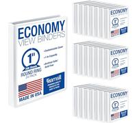 Samsill Classeurs à 3 anneaux de 2,54 cm, fabriqués aux États-Unis, anneaux ronds économiques, couverture transparente, peuvent contenir 200 feuilles, pour l'école, la maison, le bureau - Blanc, lot