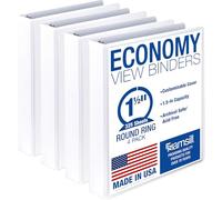 Samsill Classeurs à 3 anneaux de 3,81 cm, fabriqués aux États-Unis, anneaux ronds économiques, couverture transparente, peuvent contenir 325 feuilles, pour l'école, la maison, le bureau - Blanc, lot