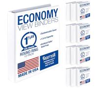 Samsill Classeurs à 3 anneaux de 3,81 cm, fabriqués aux États-Unis, anneaux ronds économiques, couverture transparente, peuvent contenir 325 feuilles, pour l'école, la maison, le bureau - Blanc, lot