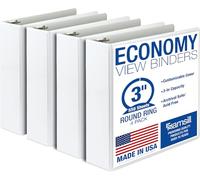 Samsill Classeurs à 3 anneaux de 7,62 cm, fabriqués aux États-Unis, anneaux ronds économiques, couverture transparente, peuvent contenir 550 feuilles, pour l'école, la maison, le bureau - Blanc, lot