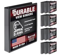 Samsill Durable Lot de 12 classeurs à anneaux en D de 3,8 cm, fabriqués aux États-Unis, reliure transparente personnalisable, noir, capacité de 350 pages