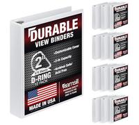 Samsill Durable Lot de 12 classeurs à anneaux en D de 5,1 cm, fabriqués aux États-Unis, blanc, capacité de 475 pages