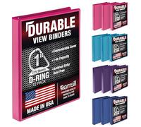 Samsill Lot de 12 classeurs durables à 3 anneaux fabriqués aux États-Unis, classeur à anneaux en D de 2,5 cm, peut contenir 225 feuilles, couverture transparente personnalisable, assortiment de mode,