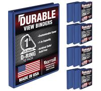 Samsill Lot de 12 classeurs durables de 2,54 cm, fabriqués aux États-Unis, reliure à anneaux en D, couverture transparente personnalisable, bleu, peut contenir 225 pages