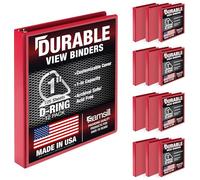 Samsill Lot de 12 classeurs durables de 2,54 cm, fabriqués aux États-Unis, reliure à anneaux en D, couverture transparente personnalisable, rouge, peut contenir 225 pages