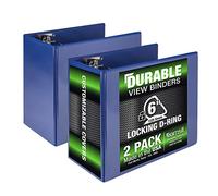 Samsill Lot de 2 classeurs durables de 15,2 cm, fabriqués aux États-Unis, anneaux en D verrouillables, bleu, peut contenir 1225 pages