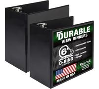 Samsill Lot de 2 classeurs durables de 15,2 cm, fabriqués aux États-Unis, anneaux en D verrouillables, personnalisables, noir, chacun peut contenir 1225 pages