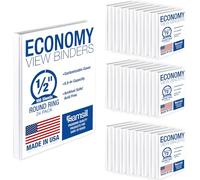 Samsill Lot de 24 classeurs à 3 anneaux de 1,3 cm, fabriqués aux États-Unis, couverture transparente personnalisable, blanc