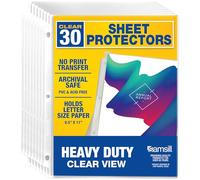 Samsill Lot de 30 protecteurs de feuilles très résistants, transparents de 21,6 x 27,9 cm, pour classeur à 3 anneaux, protecteurs de format lettre avec trous renforcés, pochette transparente pour
