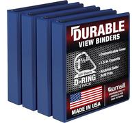 Samsill Lot de 4 Classeurs durables à 3 anneaux en D 3,8 cm, classeurs fabriqués aux États-Unis, panneaux de particules FSC 100% recyclés, Bleu
