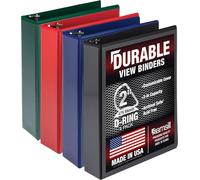 Samsill Lot de 4 classeurs durables à 3 anneaux fabriqués aux États-Unis, 5,1 cm, peut contenir 475 feuilles, couverture transparente personnalisable, assortiment de base, lot de 4 (MP46468)