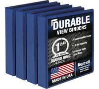 Samsill Lot de 4 classeurs durables de 3,8 cm, fabriqués aux États-Unis, anneaux ronds personnalisables, bleu (MP48452)